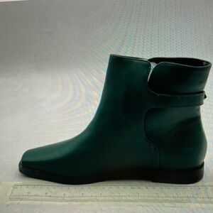 Women’s Dark Green Leather Ankle Boots